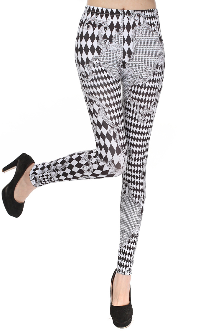 Printed-plaid-leggings-wholesale-diamond-lattice