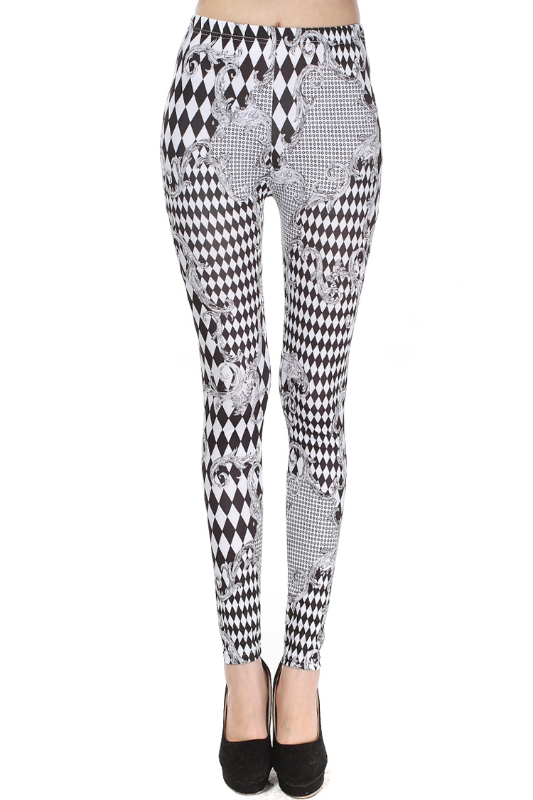 Printed-plaid-leggings-wholesale-diamond-lattice