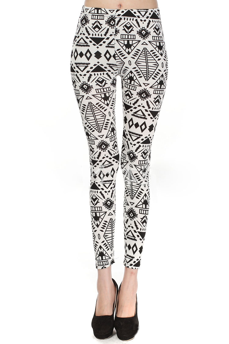 Triangle-geometric-print-cotton-spandex-leggings-wholesale