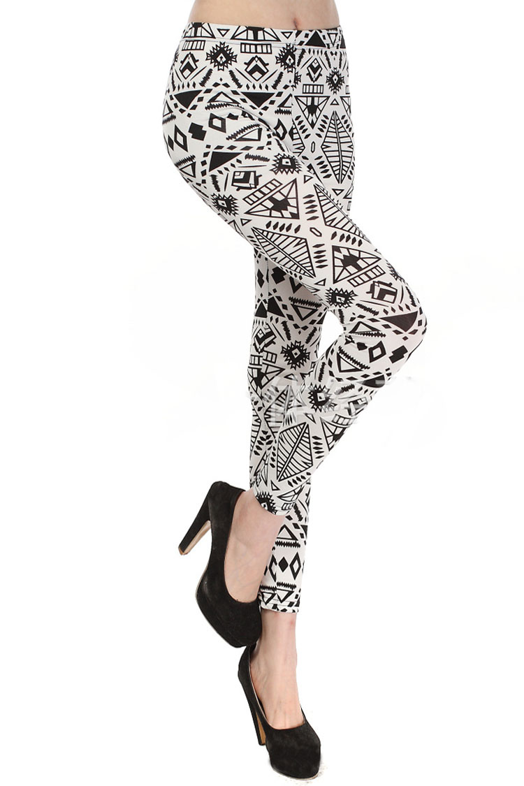 Triangle-geometric-print-cotton-spandex-leggings-wholesale