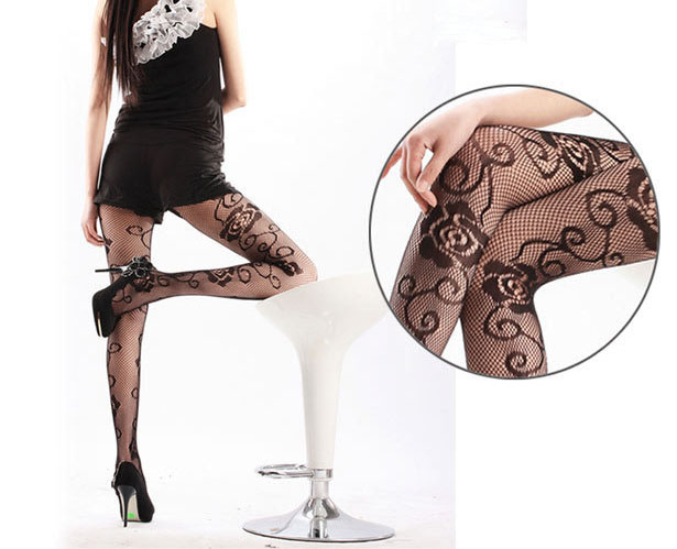 Velvet-jacquard-stockings-roses-stores-Leggings