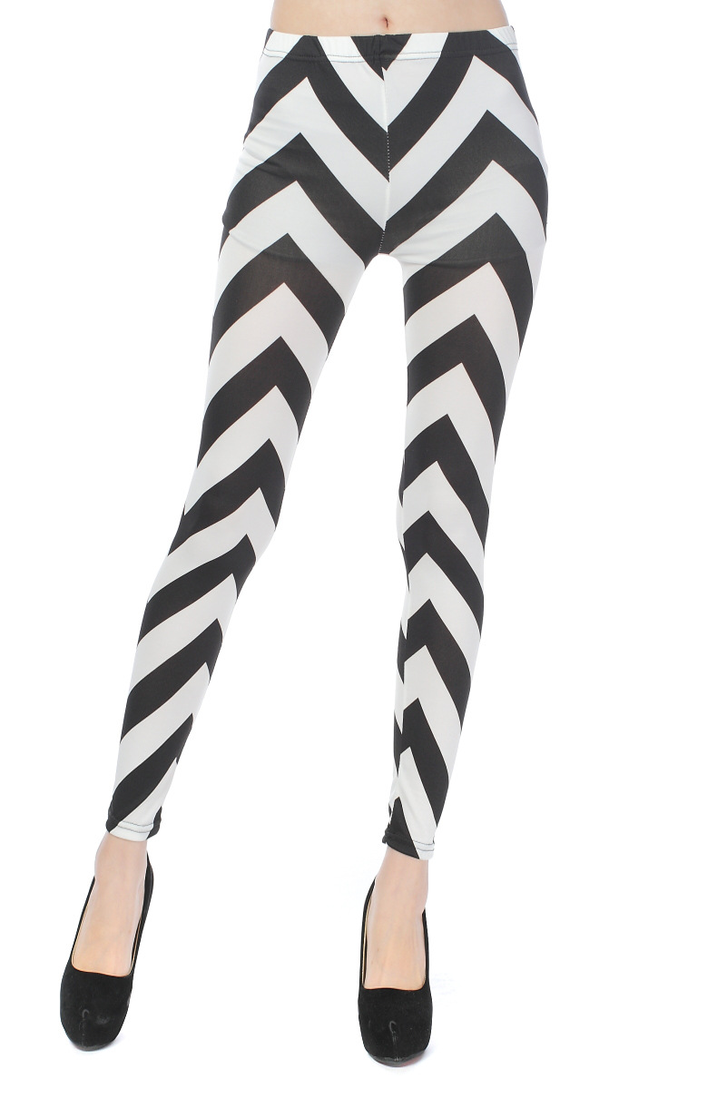 Wholesale-black-and-white-wave-women-print-leggings